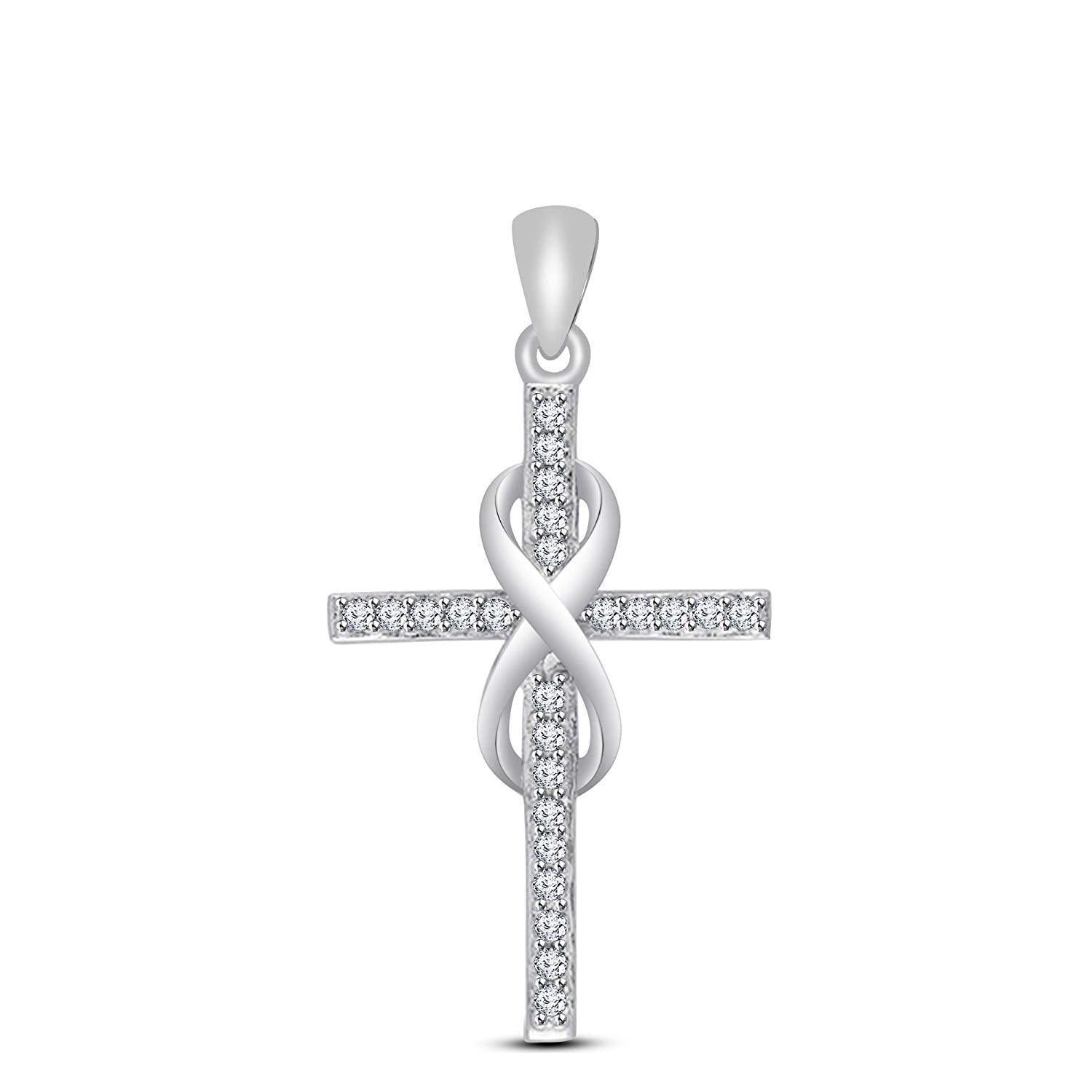 atjewels 18K White Gold Over 925 Sterling White Zirconia Cross Pendant For Women's MOTHER'S DAY SPECIAL OFFER - atjewels.in