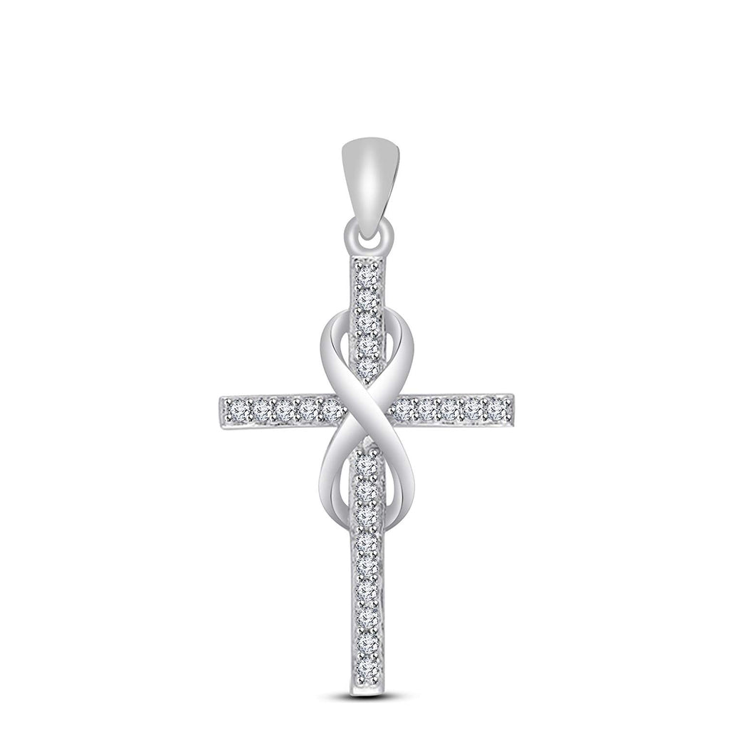 atjewels 18K White Gold Over 925 Sterling White Zirconia Cross Pendant For Women's MOTHER'S DAY SPECIAL OFFER - atjewels.in