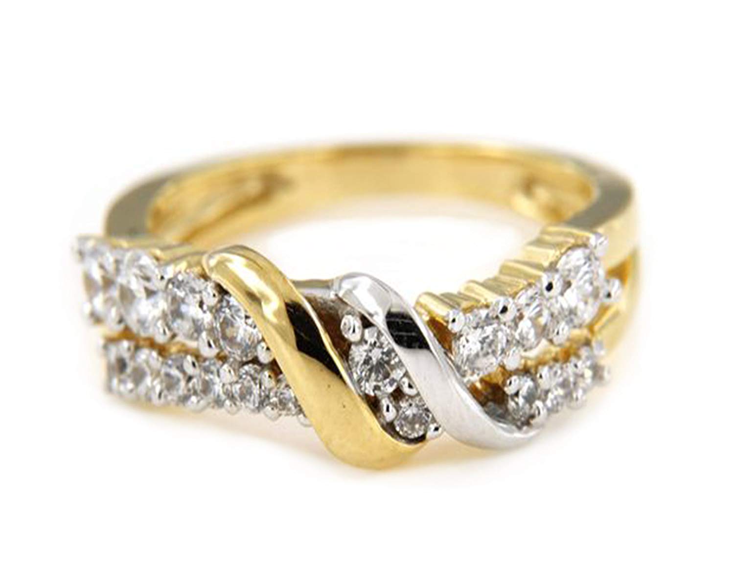 atjewels 1.22 CT White Cubic Zirconia with 18K Two tone Gold Plated Sterling Silver Round Cut Engagement Ring MOTHER'S DAY SPECIAL OFFER - atjewels.in