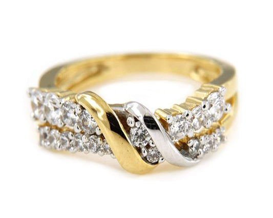 atjewels 1.22 CT White Cubic Zirconia with 18K Two tone Gold Plated Sterling Silver Round Cut Engagement Ring MOTHER'S DAY SPECIAL OFFER - atjewels.in