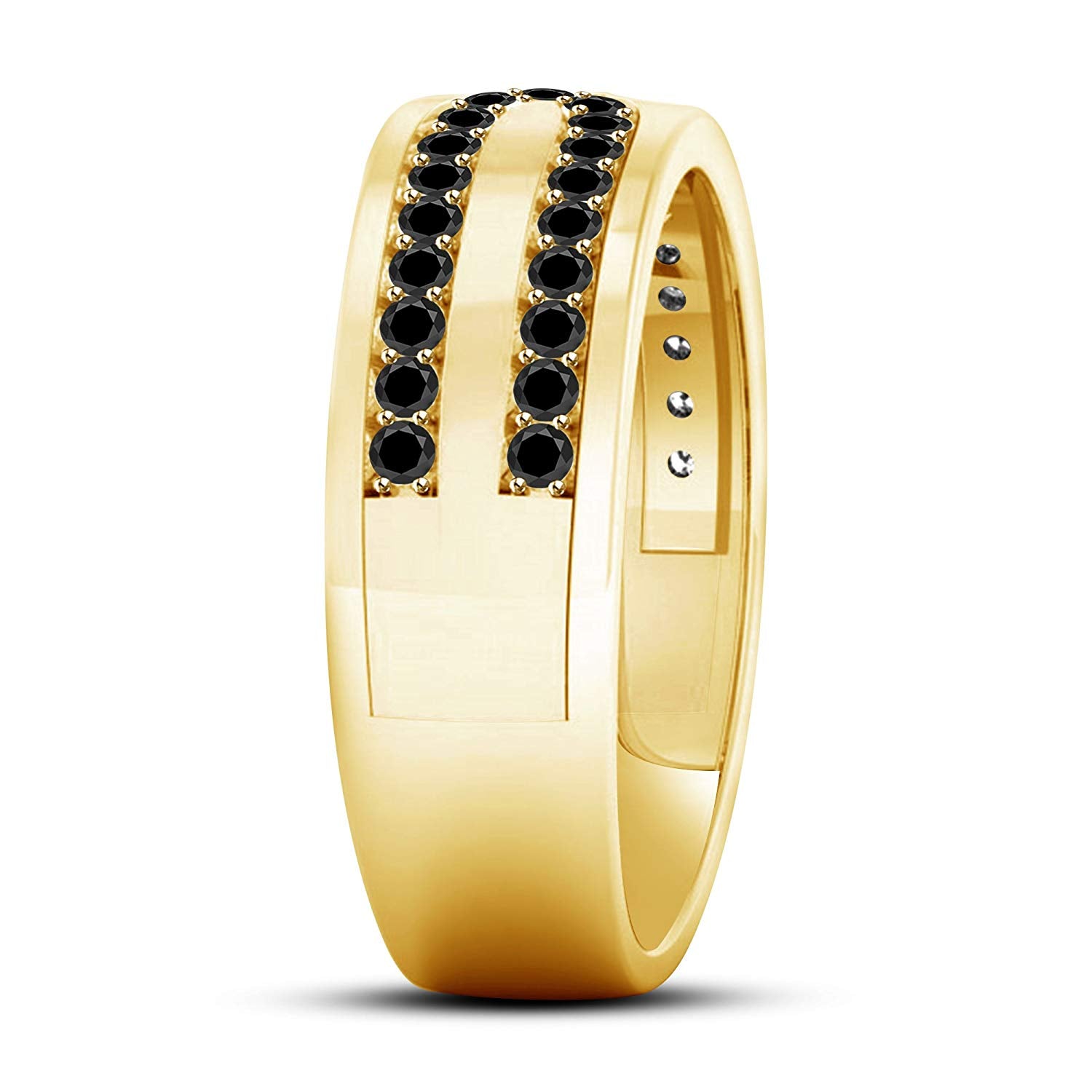 atjewels Round Black Zirconia 14K Yellow Gold Over 925 Silver Sterling Engagement Ring MOTHER'S DAY SPECIAL OFFER - atjewels.in