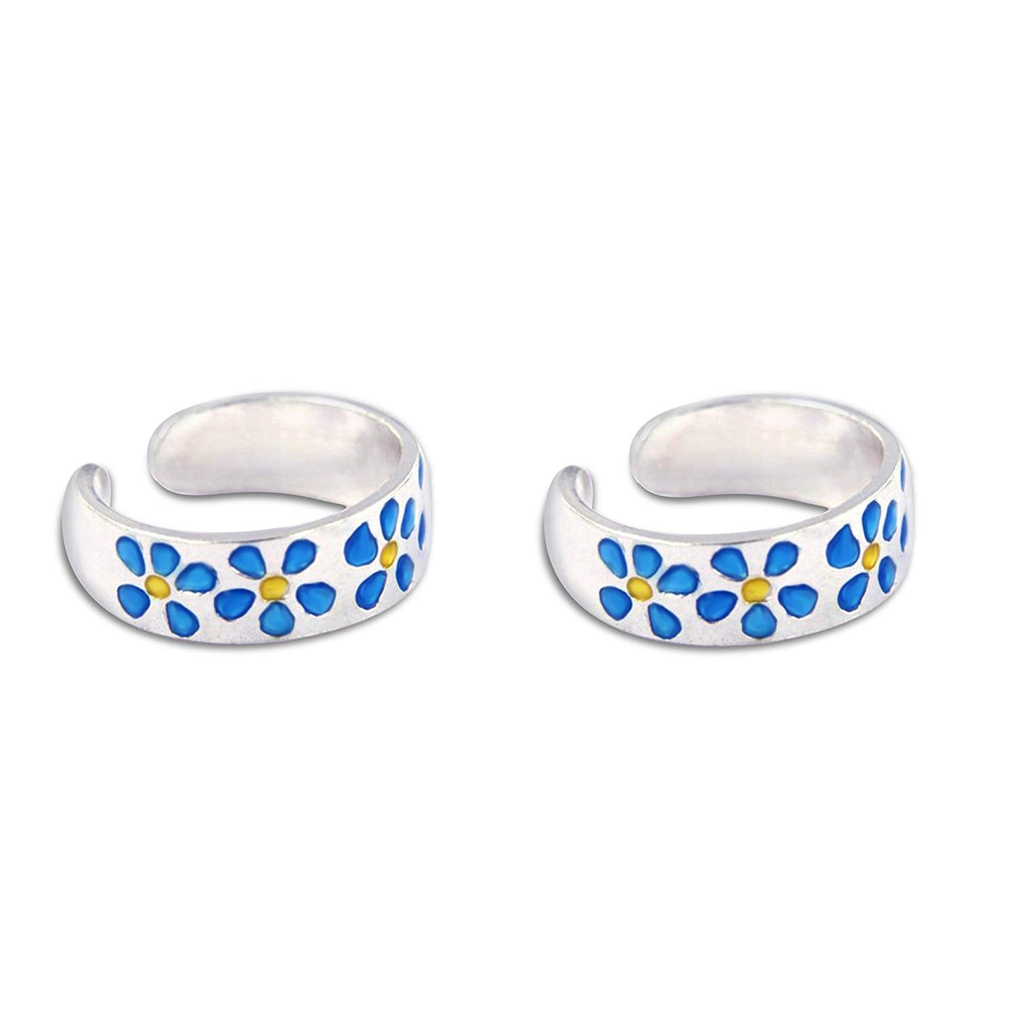 atjewels 925 Sterling Silver Multi Colour Adjustable ToeRing for Women - atjewels.in