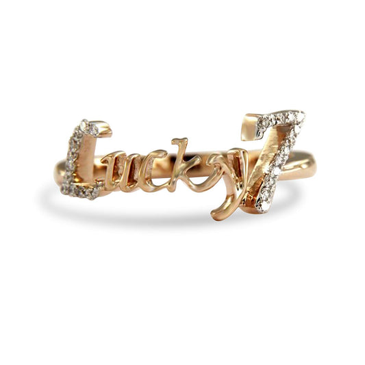 atjewels Lucky7 Ring in 14K Rose Gold Over 925 Sterling Silver Round White Zirconia MOTHER'S DAY SPECIAL OFFER - atjewels.in