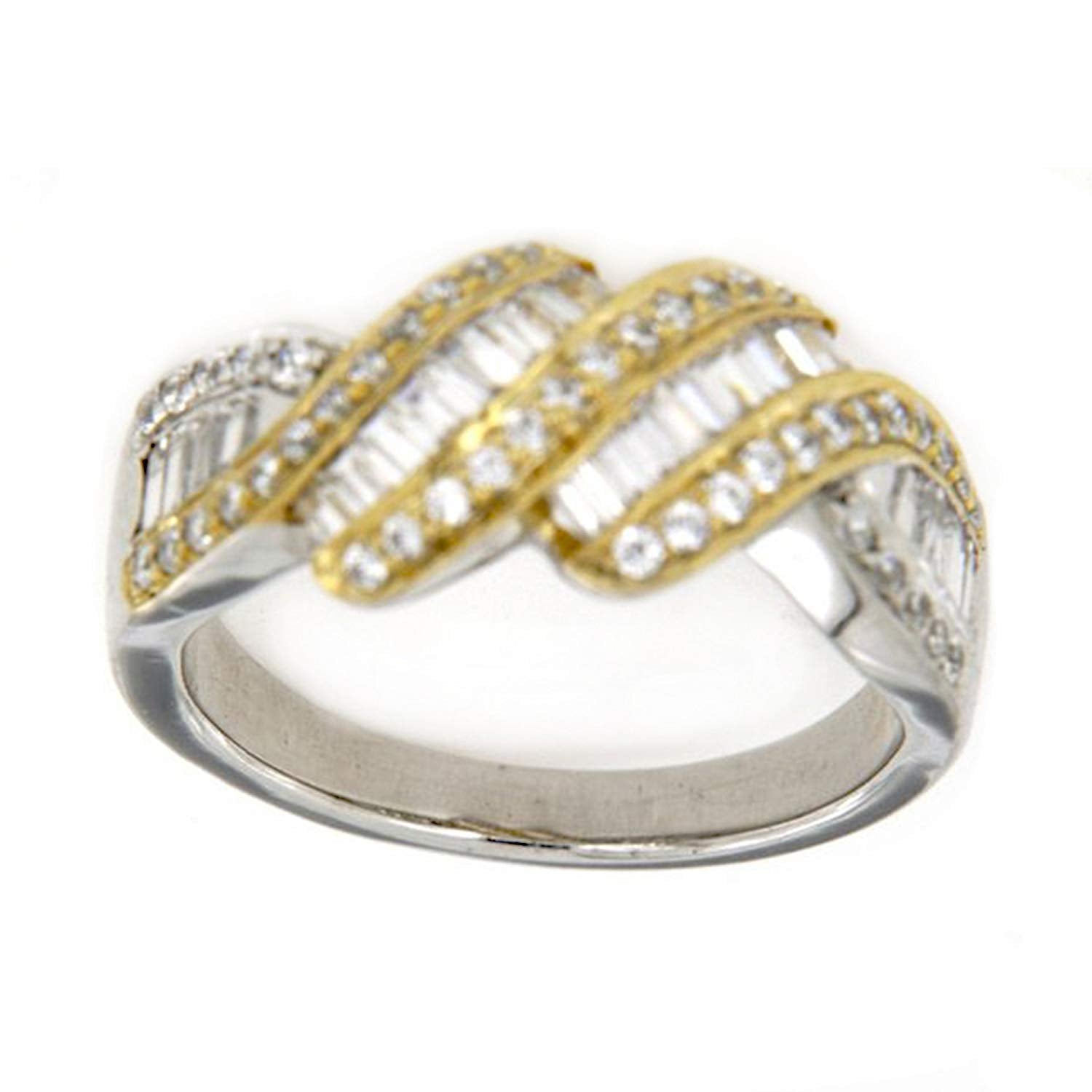 atjewels 18K Yellow and White Gold Over .925 Silver White CZ Engagement Ring For Women's MOTHER'S DAY SPECIAL OFFER - atjewels.in