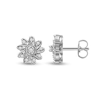 atjewels White Gold Over 925 Sterling Silver Round White Cubic Zirconia Flower Stud Earrings MOTHER'S DAY SPECIAL OFFER - atjewels.in