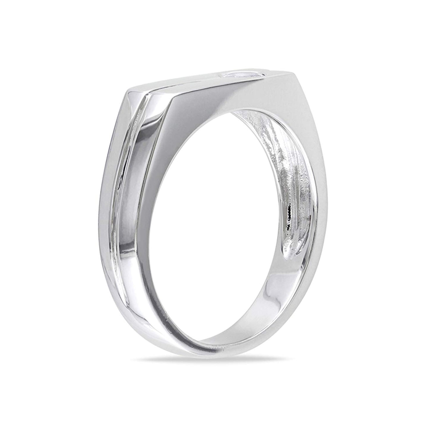 atjewels 14k White Gold Over 925 Sterling Silver White Round Zirconia Wedding Band Ring For Men's MOTHER'S DAY SPECIAL OFFER - atjewels.in