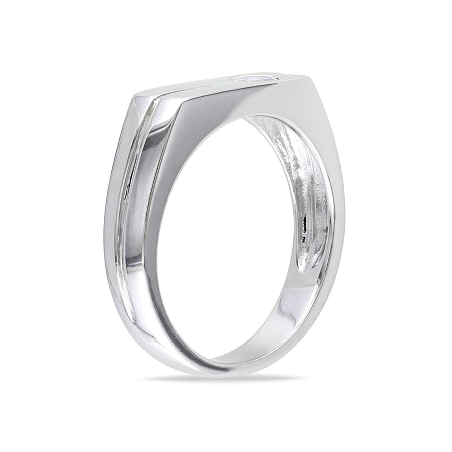 atjewels 14k White Gold Over 925 Sterling Silver White Round Zirconia Wedding Band Ring For Men's MOTHER'S DAY SPECIAL OFFER - atjewels.in