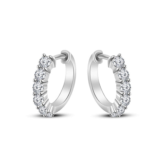atjewels Offer Round White CZ Engagement Bali Earrings in 18k White Gold Plated on 925 Sterling Silver MOTHER'S DAY SPECIAL OFFER - atjewels.in