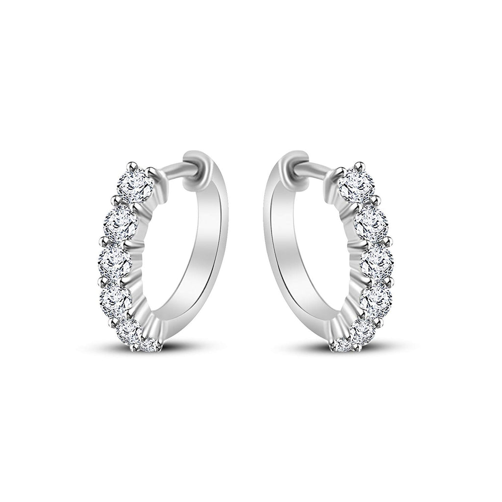 atjewels Offer Round White CZ Engagement Bali Earrings in 18k White Gold Plated on 925 Sterling Silver MOTHER'S DAY SPECIAL OFFER - atjewels.in