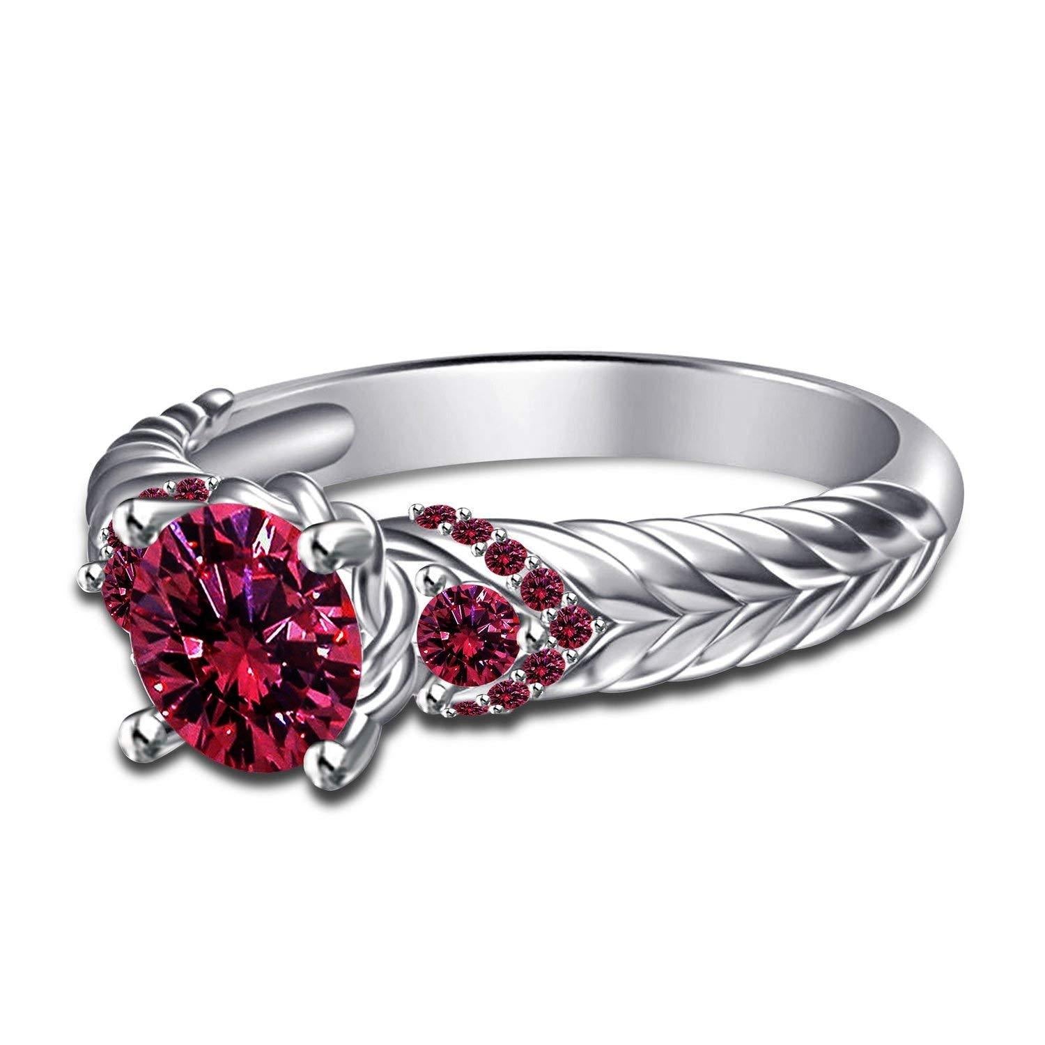 atjewels Round Cut Pink Sapphire .925 Sterling Silver  A3 Princess Engagement Ring For Women's and Girl's - atjewels.in