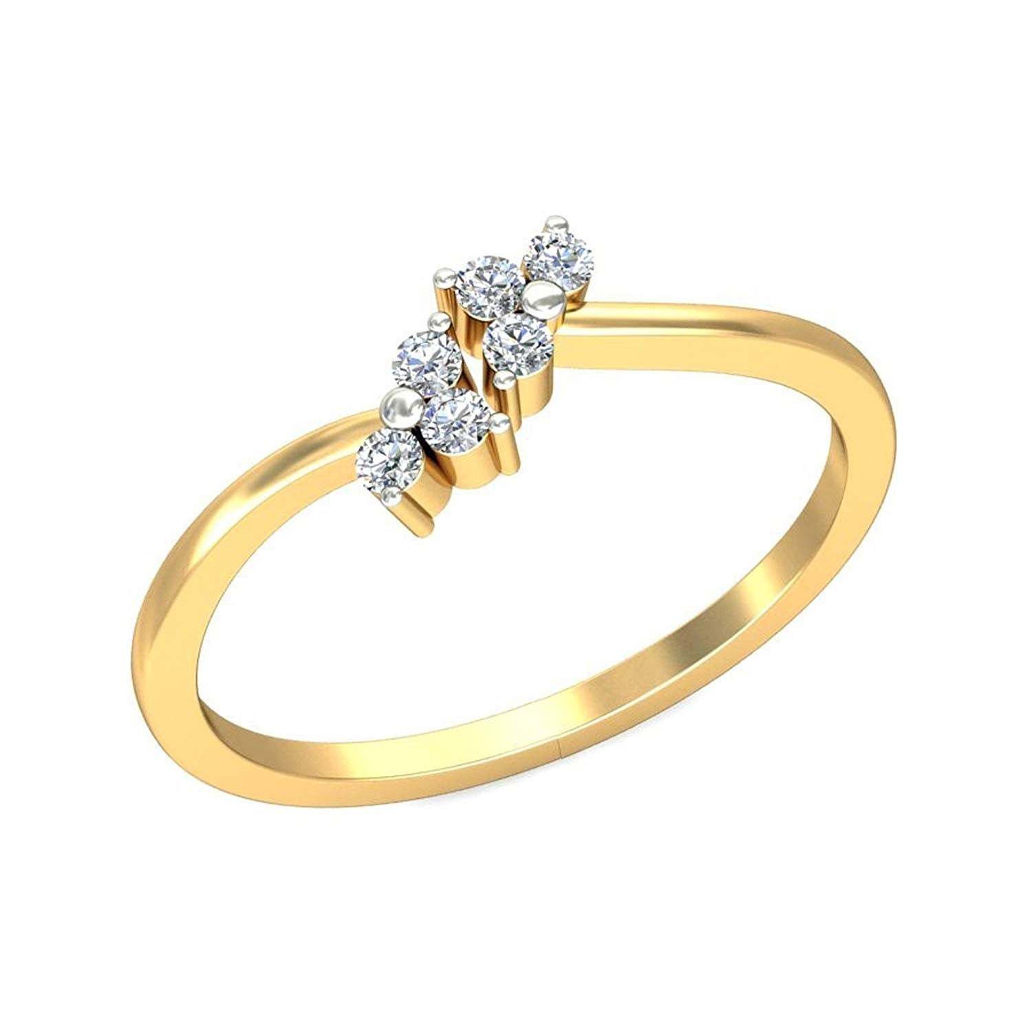atjewels 14K Yellow Gold Over 925 Silver Round White CZ Bypass Ring For Women's MOTHER'S DAY SPECIAL OFFER - atjewels.in