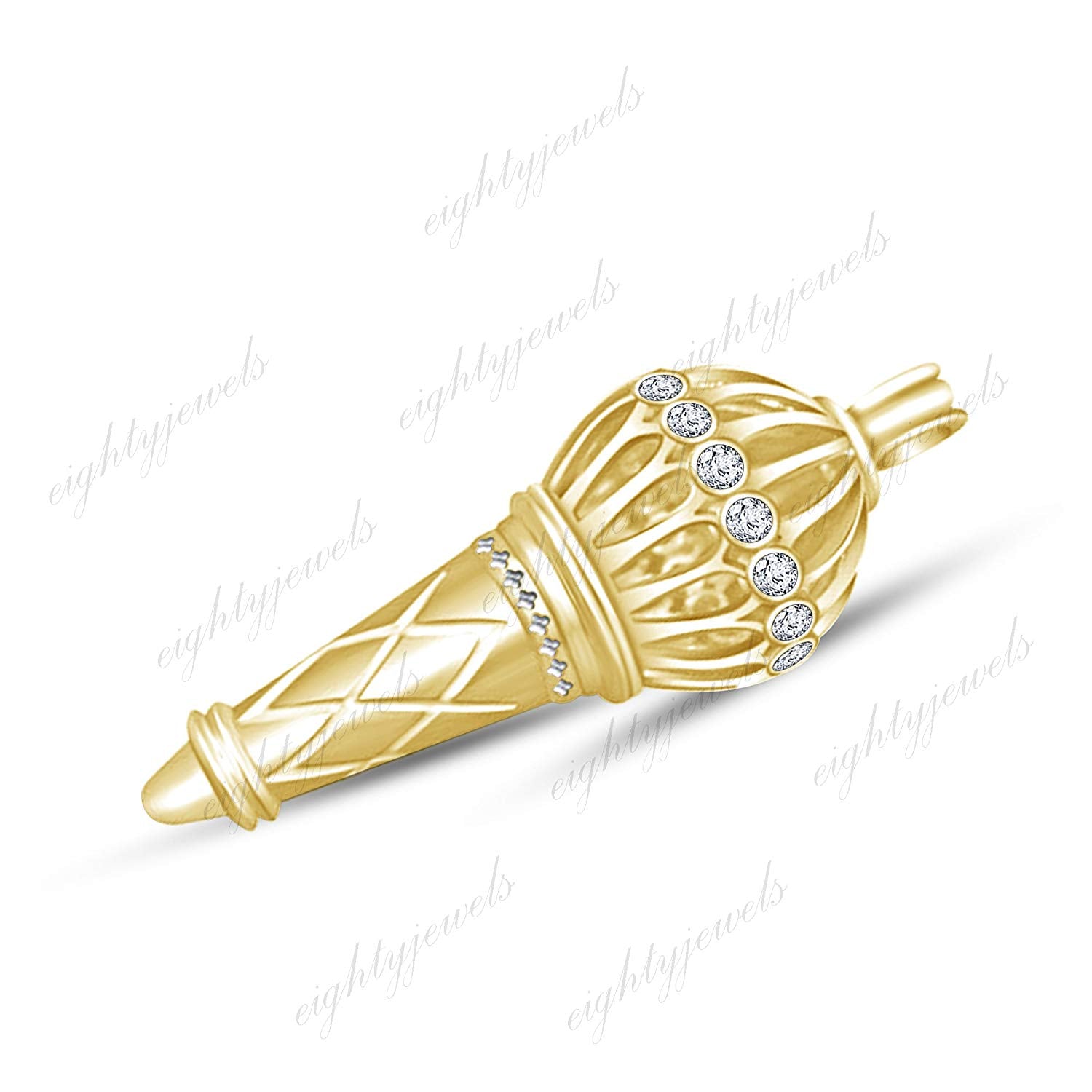 atjewels Yellow Gold Finish Over .925 Sterling Silver Bajrangi Bhaijan Style Hanuman Ji Ki Gadha Pendant MOTHER'S DAY SPECIAL OFFER - atjewels.in