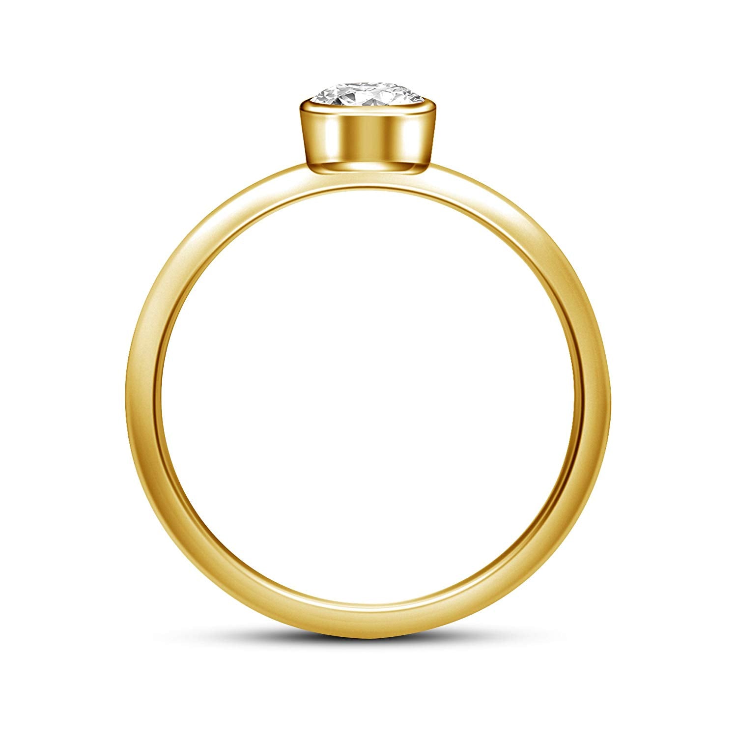 atjewels 14K Yellow Gold Over 925 Silver Sterling Round White CZ Solitaire Ring For Women MOTHER'S DAY SPECIAL OFFER - atjewels.in