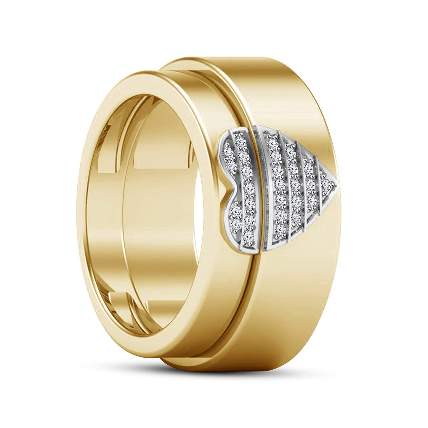 atjewels 18K Yellow Gold Plated .925 Silver White Diamond Couple Heart Bridal Ring set for Women's MOTHER'S DAY SPECIAL OFFER - atjewels.in