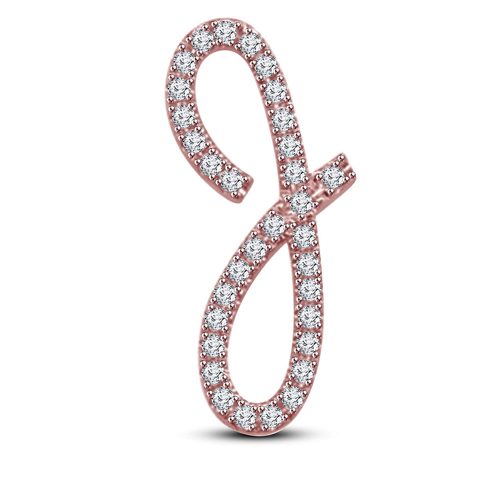 atjewels Mothers Day 14K Rose Gold Over .925 Sterling Silver White Cubic Zirconia Alphabet J Letter Pendant Pave Set MOTHER'S DAY SPECIAL OFFER - atjewels.in