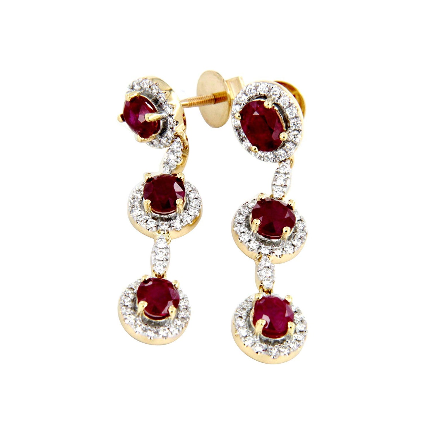 atjewels 14K Yellow Gold Over .925 Sterling Silver Round Cut Pink Sapphire Drop & Dangle Fancy Party Wear Earrings for Girls and Women MOTHER'S DAY SPECIAL OFFER - atjewels.in