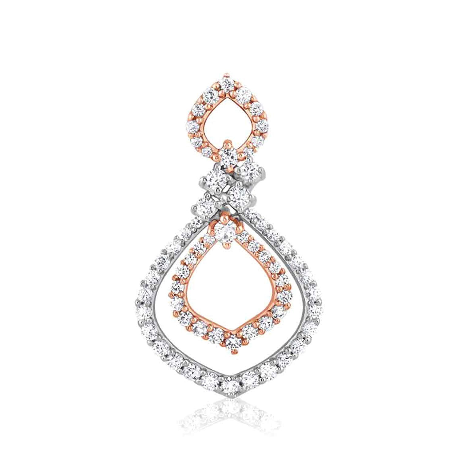 atjewels 14K Rose and White Gold Over 925 Silver Round White CZ Christmas Speacial Pendant MOTHER'S DAY SPECIAL OFFER - atjewels.in