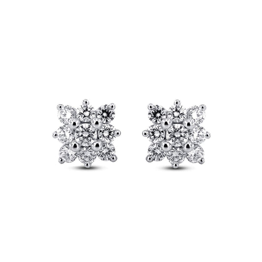 atjewels 3.12 TCW 14k White Gold On 925 Silver Cubic Zirconia Floral Stud Earrings For Women's MOTHER'S DAY SPECIAL OFFER - atjewels.in