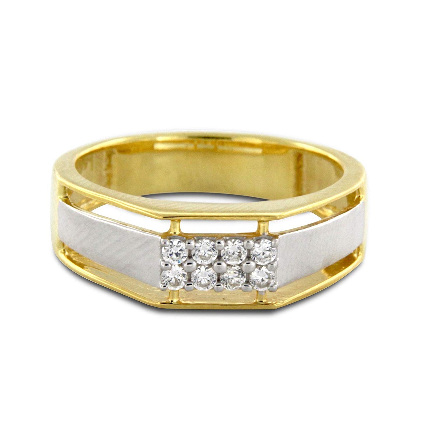 atjewels Men's Wedding Band Ring In Round White CZ 18K Two Tone Gold Over .925 Sterling Silver MOTHER'S DAY SPECIAL OFFER - atjewels.in