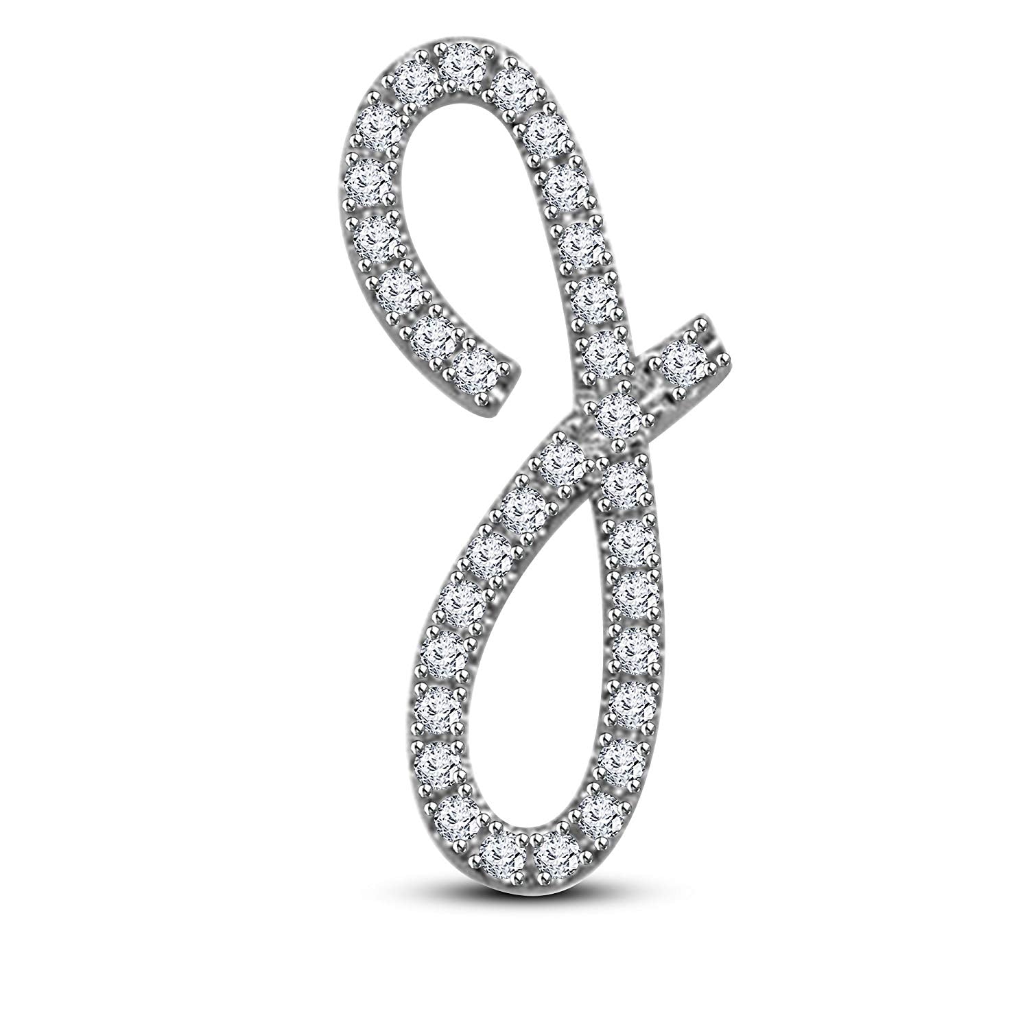 atjewels Mothers Day 14K White Gold Over .925 Sterling Silver White Cubic Zirconia Alphabet J Letter Pendant Pave Set MOTHER'S DAY SPECIAL OFFER - atjewels.in