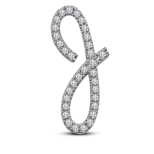 atjewels Mothers Day 14K White Gold Over .925 Sterling Silver White Cubic Zirconia Alphabet J Letter Pendant Pave Set MOTHER'S DAY SPECIAL OFFER - atjewels.in