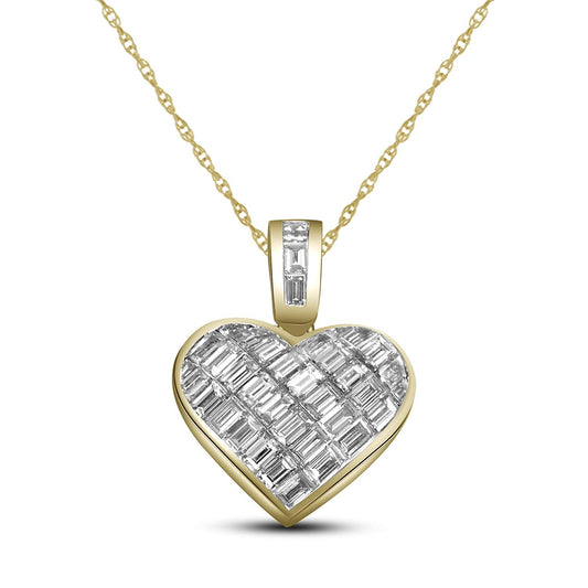 atjewels 18K Yellow Gold On .925 Sterling Silver Radiant Cut White Diamond Heart Shape Pendant for Women's MOTHER'S DAY SPECIAL OFFER - atjewels.in
