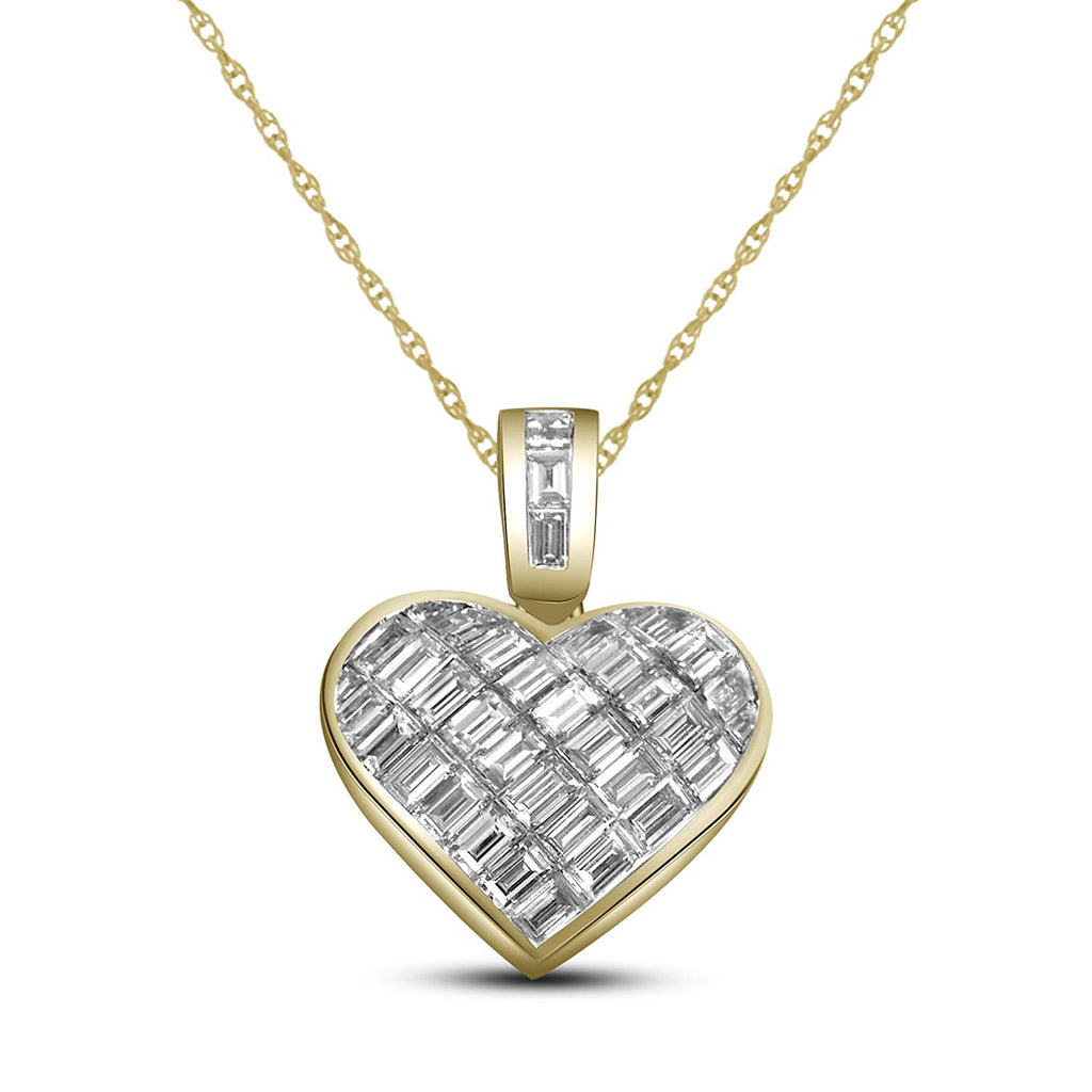 atjewels 18K Yellow Gold On .925 Sterling Silver Radiant Cut White Diamond Heart Shape Pendant for Women's MOTHER'S DAY SPECIAL OFFER - atjewels.in