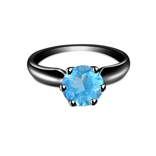 atjewels Round Cut Multi-Color Gemstone .925 Sterling Silver Solitaire Engagement Ring For Women's and Girl's For Diwali Special - atjewels.in