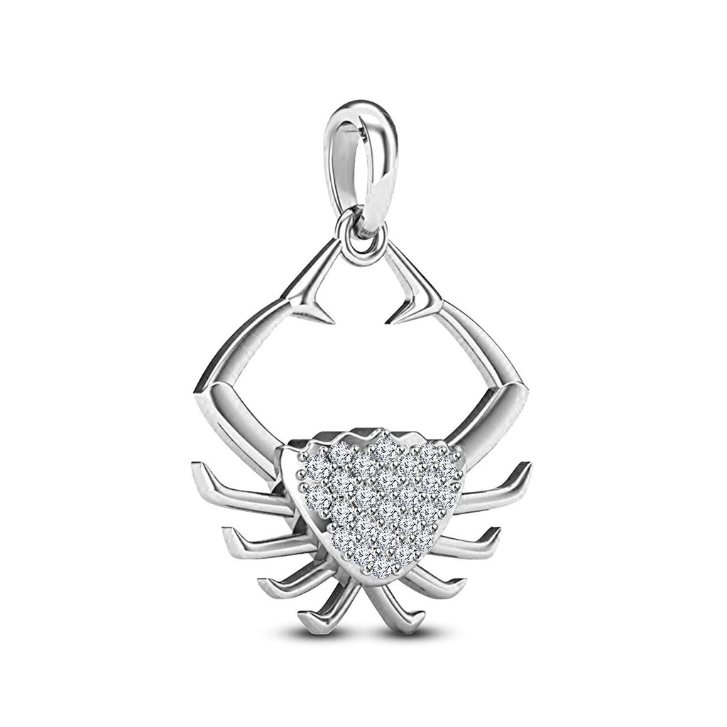 atjewels Sea Crab Pendant For Men's in 18K White Gold On .925 Silver With Round White Simulated Diamond MOTHER'S DAY SPECIAL OFFER - atjewels.in