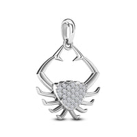 atjewels 18K White Gold On Sterling Silver Round White CZ without Chain Crab Pendant MOTHER'S DAY SPECIAL OFFER - atjewels.in