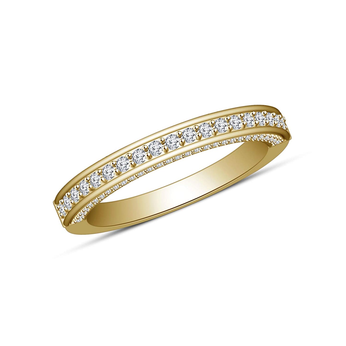 atjewels 14K White Gold Plated on 925 Silver Princess and Round White CZ Bridal Ring Set Size US 7 (Yellow) MOTHER'S DAY SPECIAL OFFER - atjewels.in