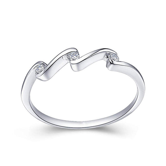 atjewels 14K White Gold Over 925 Sterling Silver Round White Zirconia Three Stone Engagement Ring For Women's MOTHER'S DAY SPECIAL OFFER - atjewels.in