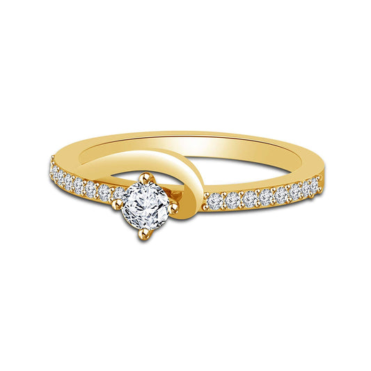 atjewels 14K Yellow Gold Over .925 Sterling With Round White Zirconia Solitaire W/Aceents Ring MOTHER'S DAY SPECIAL OFFER - atjewels.in