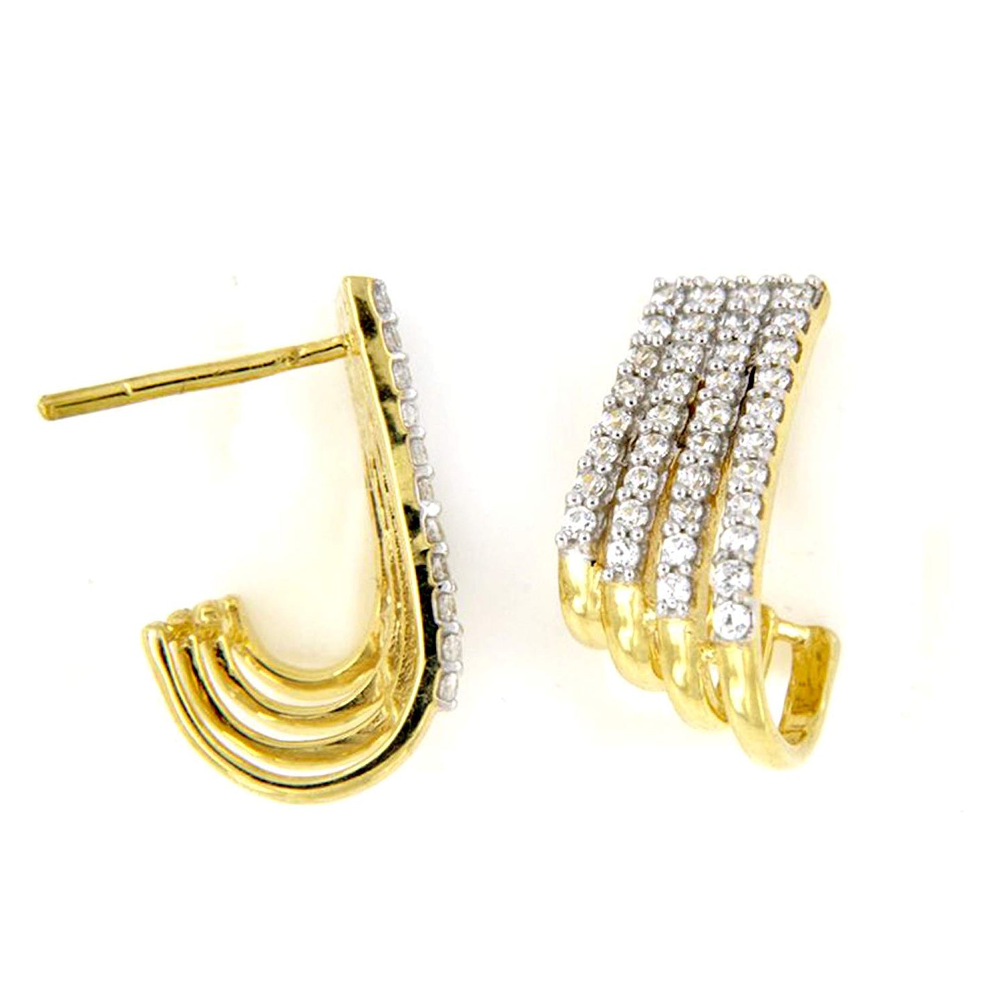 atjewels Solid 18k Yellow Gold Plated On 925 Sterling Silver White CZ Wedding Stud Earrings MOTHER'S DAY SPECIAL OFFER - atjewels.in
