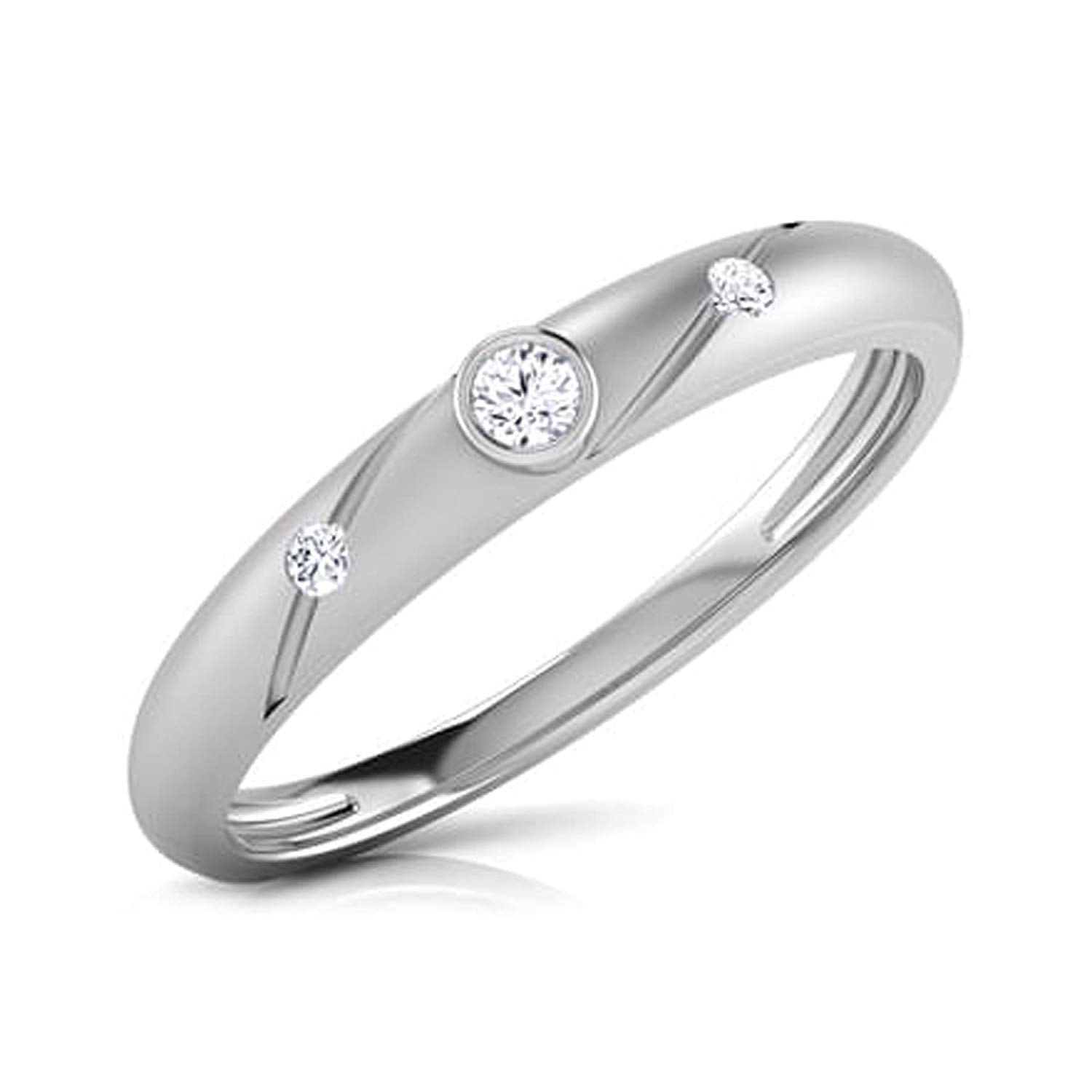 atjewels 14K White Gold Over 925 Sterling with White Round Zirconia Three Stone Ring (5) MOTHER'S DAY SPECIAL OFFER - atjewels.in