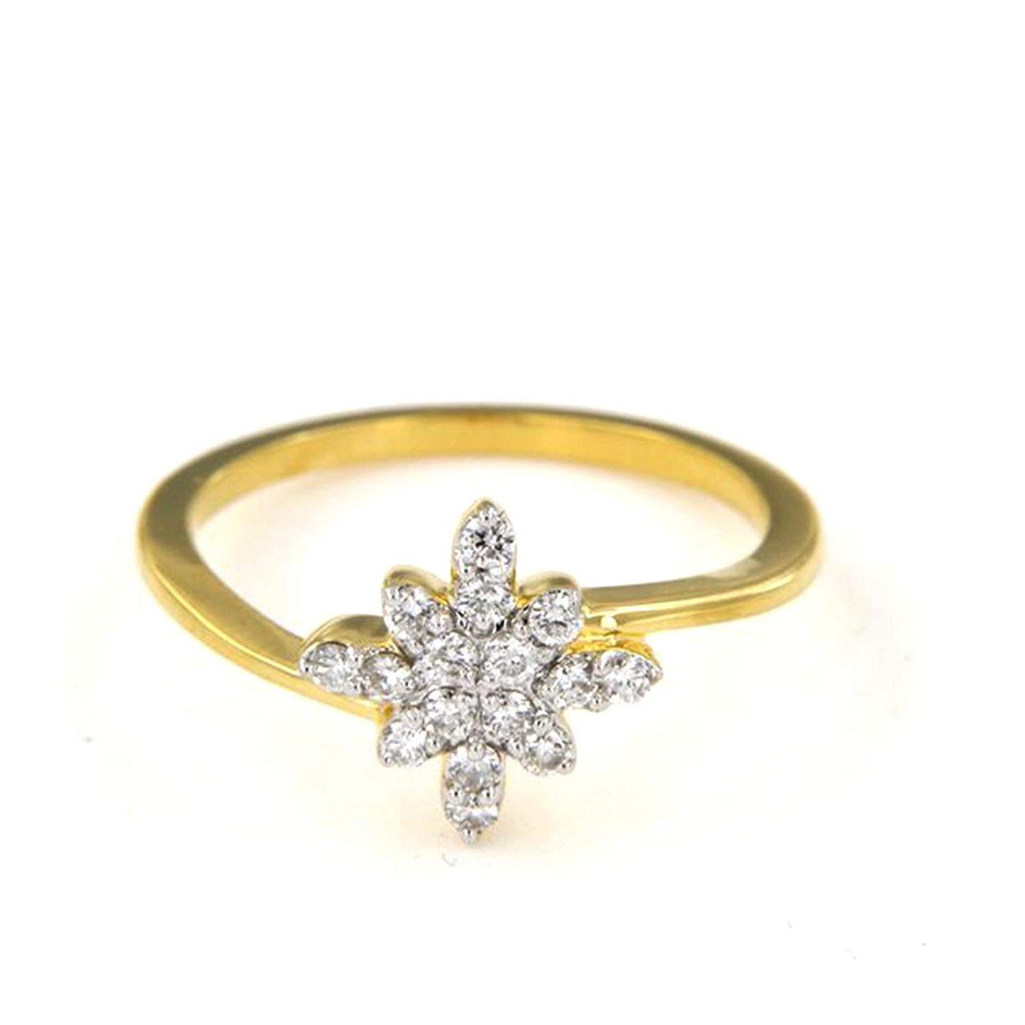 atjewels 14K Yellow Gold Over Sterling White CZ Diamond Queen Ring for Women's MOTHER'S DAY SPECIAL OFFER - atjewels.in