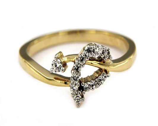 atjewels 14K Yellow Gold Over 925 Sterling Bypass Ring 0.32 TCW with Round White Cubic Zirconia MOTHER'S DAY SPECIAL OFFER - atjewels.in