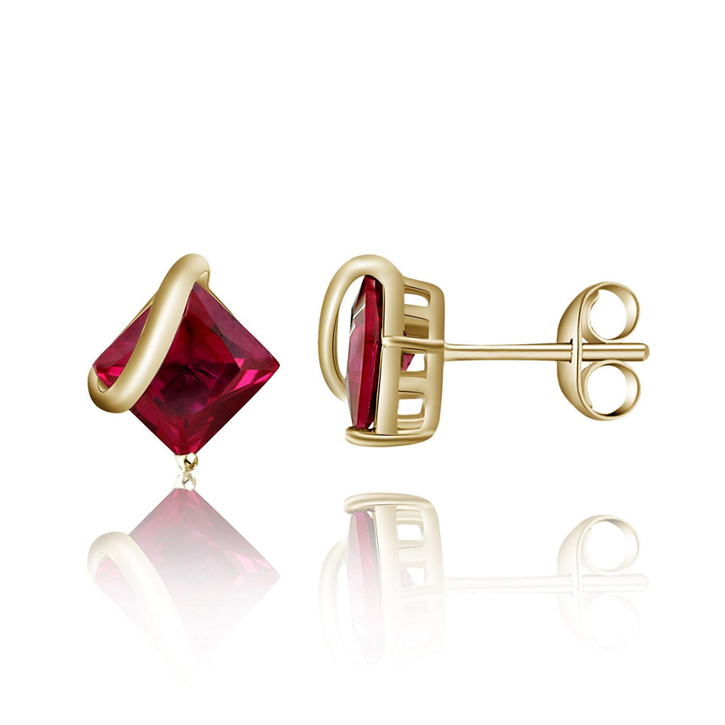 Designer Ruby Emerald Stone Stud Earrings  Siri Collections