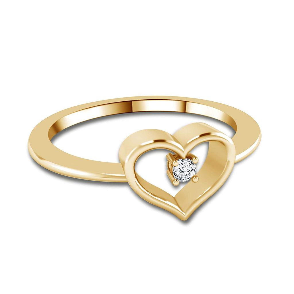 atjewels 14k Yellow Gold Over .925 Silver White Cubic Zirconia Solitaire Heart Ring MOTHER'S DAY SPECIAL OFFER - atjewels.in