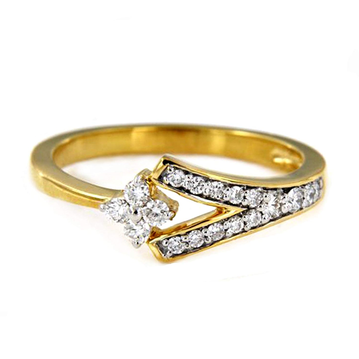 atjewels 18K Yellow Gold Over .925 Sterling Silver Round Cut White Diamond Engagement Ring MOTHER'S DAY SPECIAL OFFER - atjewels.in