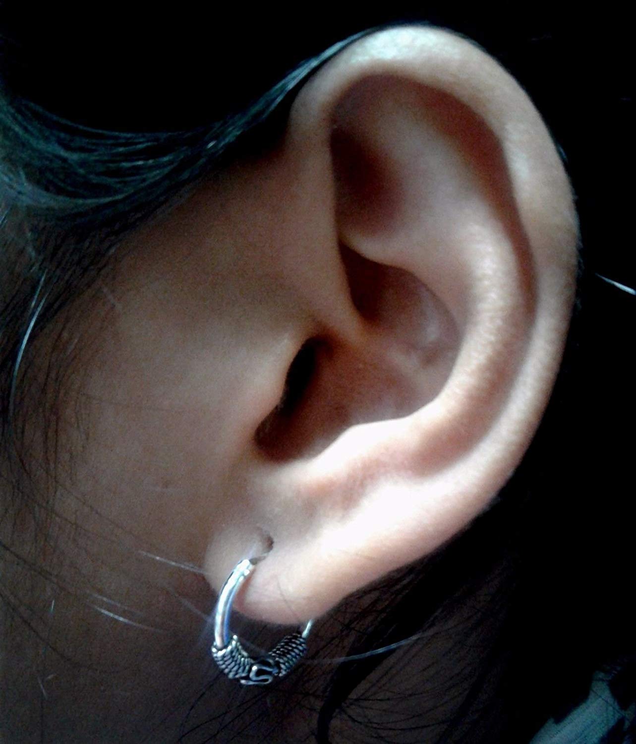 atjewels Oxidised .925 Sterling Silver Hoop Earrings For Girl's and Women's For MOTHER'S DAY SPECIAL OFFER - atjewels.in