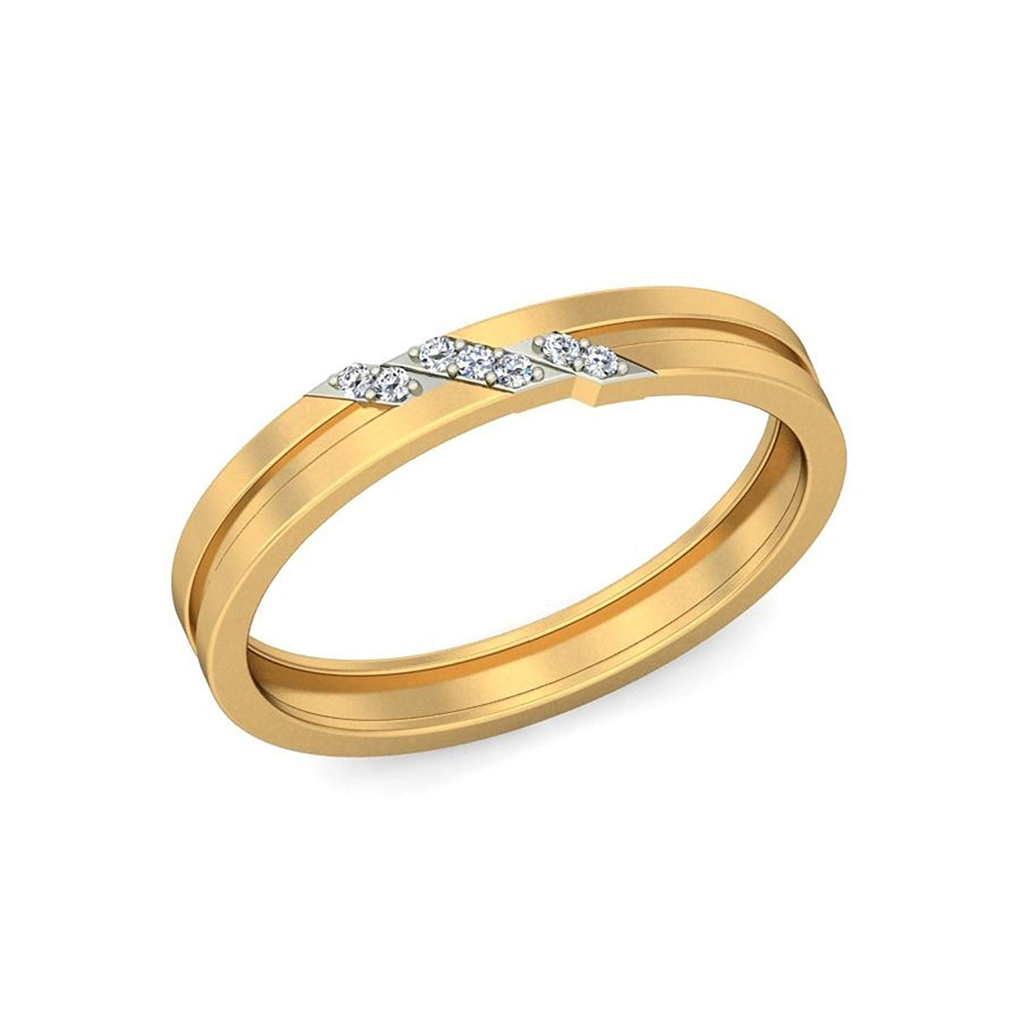 atjewels 14K Yellow and White Gold Over 925 Sterling Silver Round White Zirconia Engagement Band Ring (10) MOTHER'S DAY SPECIAL OFFER - atjewels.in