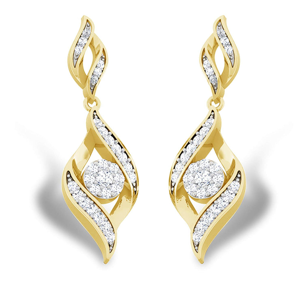 atjewels 14K Yellow Gold Over .925 Silver Round Cut Crystalline Earrings For Women's MOTHER'S DAY SPECIAL OFFER - atjewels.in