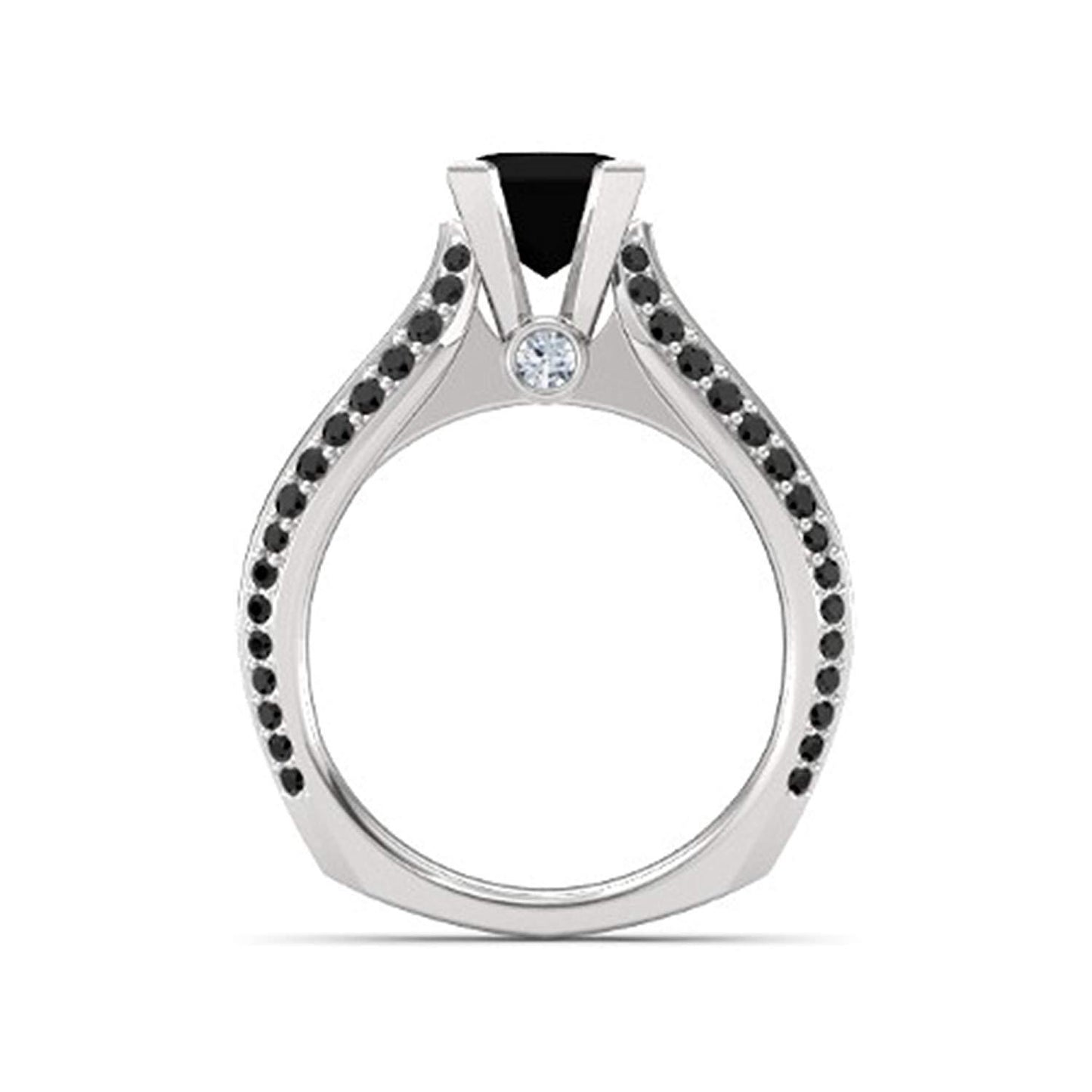 atjewels Solid 925 Sterling Silver Black CZ  Princess J Engagement Ring MOTHER'S DAY SPECIAL OFFER - atjewels.in