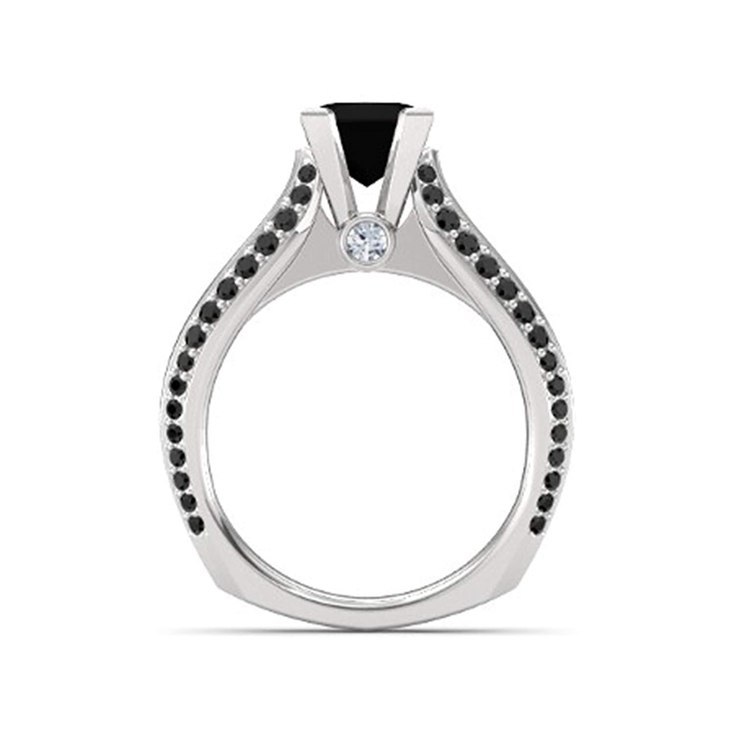 atjewels Solid 925 Sterling Silver Black CZ  Princess J Engagement Ring MOTHER'S DAY SPECIAL OFFER - atjewels.in