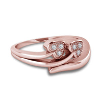 atjewels 18K Rose Gold On .925 Sterling Silver White Diamond Bypass Ring for Women's MOTHER'S DAY SPECIAL OFFER - atjewels.in