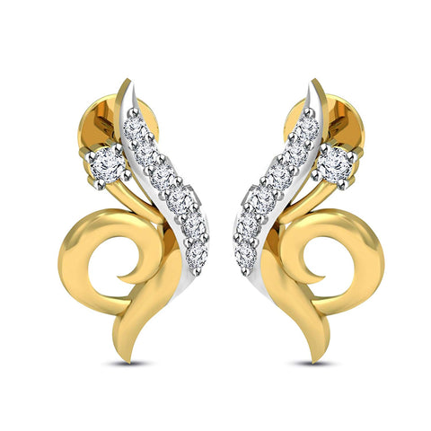 atjewels 18K Yellow Gold Over 925 Sterling Round Cut White CZ Post & Butterfly New Fashion Stud Earrings MOTHER'S DAY SPECIAL OFFER - atjewels.in