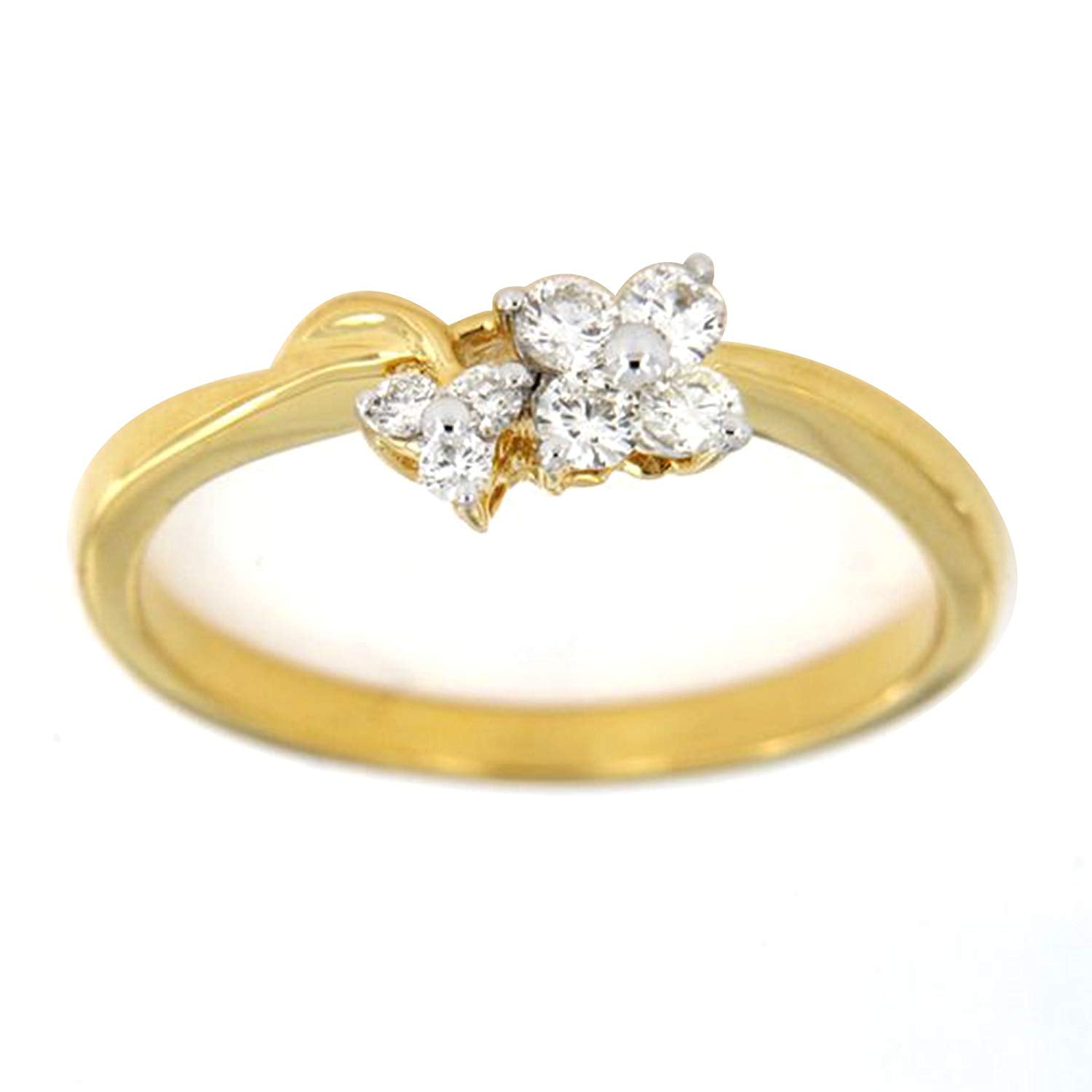 atjewels Round White Simulated Diamond Flower with Leaf Ring For Women's with 14K Gold Over .925 Sterling Silver MOTHER'S DAY SPECIAL OFFER - atjewels.in