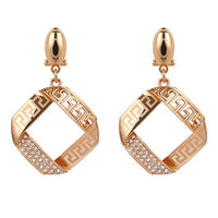 atjewels Round Cut White CZ 14k Rose Gold Over .925 Sterling Silver Square Pendant & Earrings For Girl's & Women's - atjewels.in