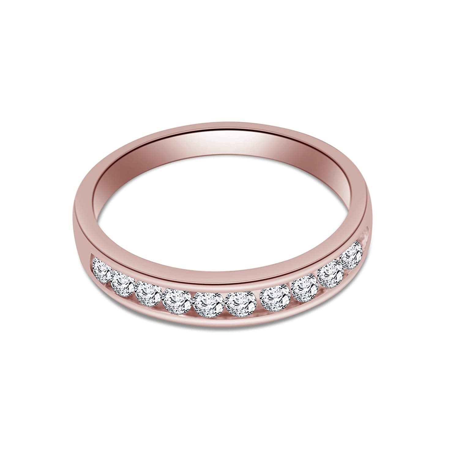 atjewels 14K Rose Gold Plated on 925 Sterling Silver Princess & Round White Zirconia Bridal Ring Set Size US 6 MOTHER'S DAY SPECIAL OFFER - atjewels.in